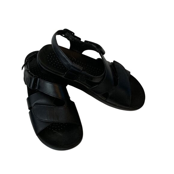 SAS Womens Huggy Black Leather Adjustable Comfort Sandals Size 8N M10094 - Picture 8 of 15